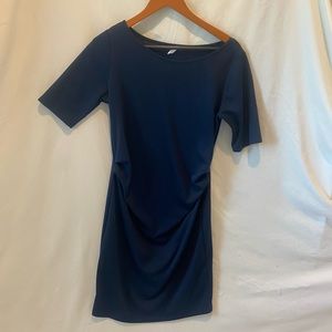 Navy Pink Blush Fitted Maternity Dress (Medium)